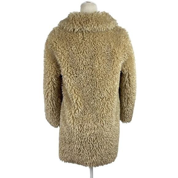 Zara Faux Fur Long Teddy Sherpa Jacket Coat Natural Beige Size Small 8490/241 - Picture 13 of 16